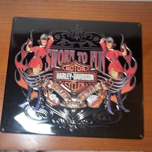 Harley-Davidson Sworn To Fun Babes Embossed Tin Sign 15 x 13"  Black Item 201072
